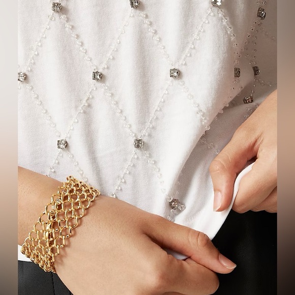 J. Crew • NWT • Relaxed lattice-embellished cropped T-shirt - Picture 2 of 11